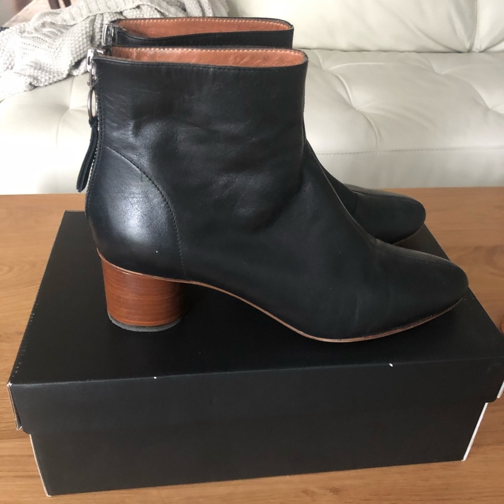 French Connection black soft leather boots
